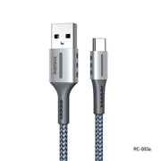 Remax RC-003a 2.4A Type-C / USB-C Barrett Series Charging Data Cable, Length: 1m(Silver)