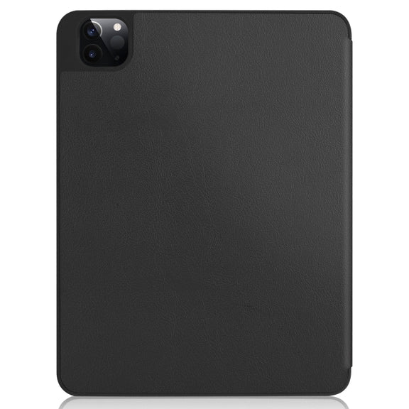 For iPad Pro 11 2022 / 2021 Pure Color Horizontal Flip TPU + PU Leather Tablet Case with Three-folding Holder & Sleep / Wake-up Function & Pen Slot(Black)