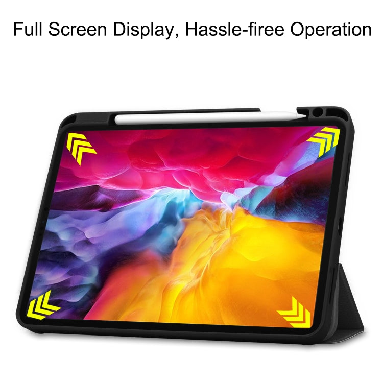 For iPad Pro 11 2022 / 2021 Pure Color Horizontal Flip TPU + PU Leather Tablet Case with Three-folding Holder & Sleep / Wake-up Function & Pen Slot(Black)
