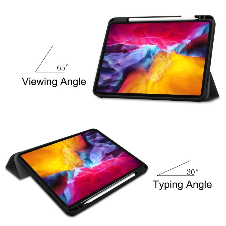 For iPad Pro 11 2022 / 2021 Pure Color Horizontal Flip TPU + PU Leather Tablet Case with Three-folding Holder & Sleep / Wake-up Function & Pen Slot(Black)