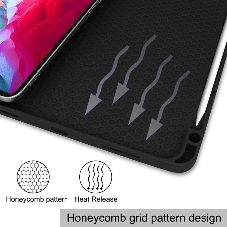 For iPad Pro 11 2022 / 2021 Pure Color Horizontal Flip TPU + PU Leather Tablet Case with Three-folding Holder & Sleep / Wake-up Function & Pen Slot(Black)
