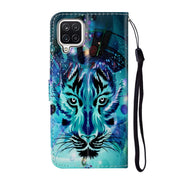 For Samsung Galaxy A12 Oil Embossed Coloured Drawing Pattern Horizontal Flip PU Leather Case with Holder & Card Slots & Wallet(Wolf)