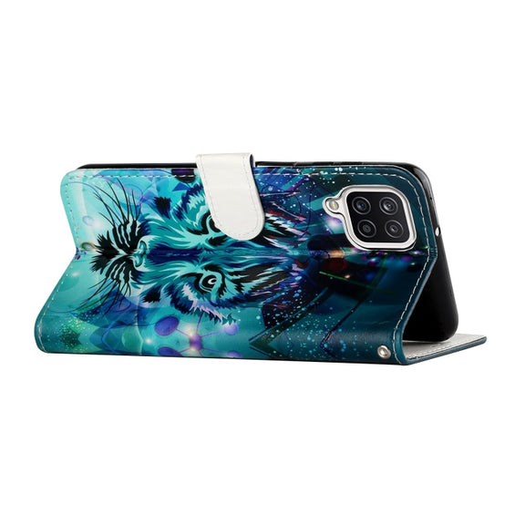 For Samsung Galaxy A12 Oil Embossed Coloured Drawing Pattern Horizontal Flip PU Leather Case with Holder & Card Slots & Wallet(Wolf)