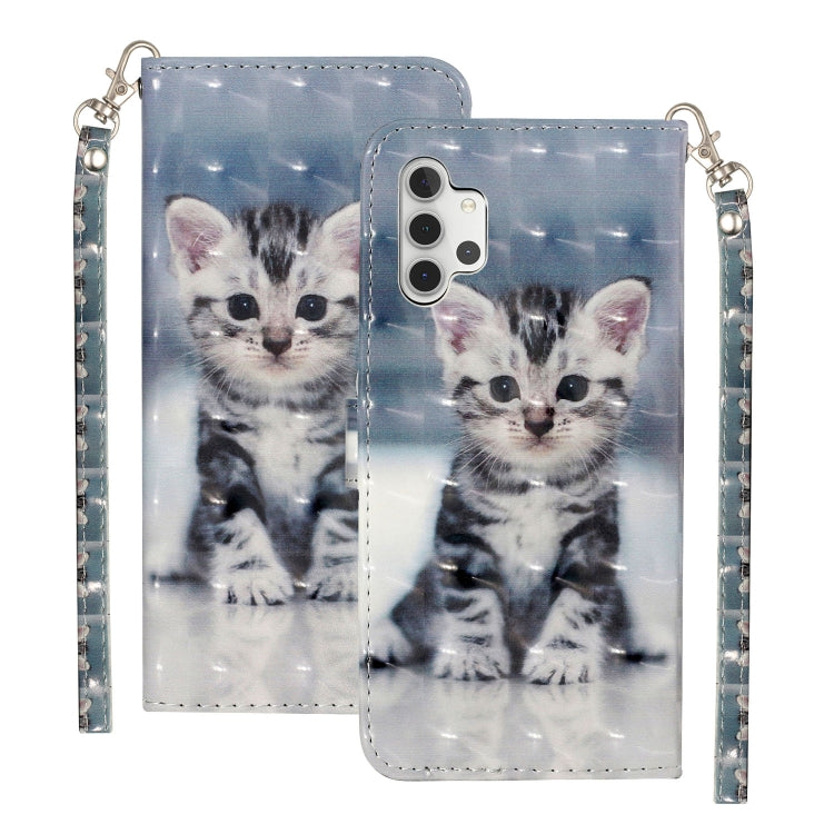 For Samsung Galaxy A32 5G 3D Pattern Horizontal Flip PU Leather Case with Holder & Card Slots & Wallet(Cat)