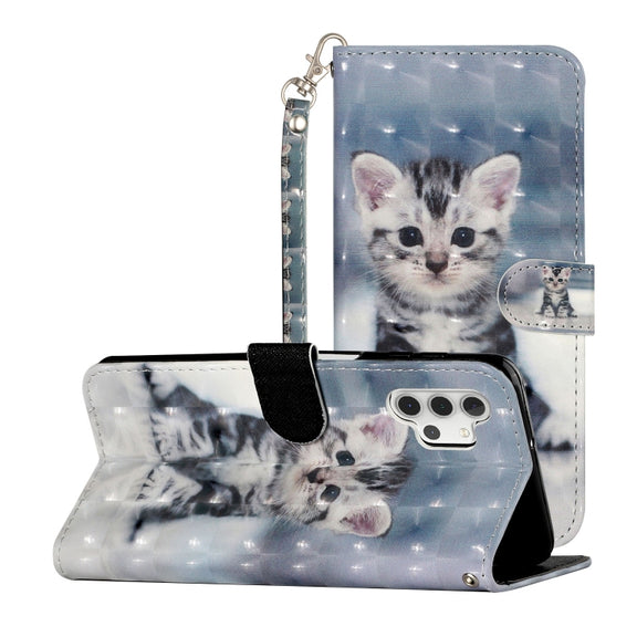 For Samsung Galaxy A32 5G 3D Pattern Horizontal Flip PU Leather Case with Holder & Card Slots & Wallet(Cat)