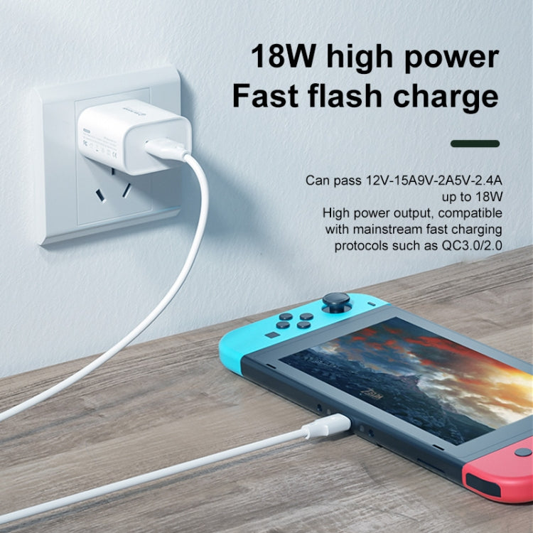 WK WP-U57 Max 18W Maxspeed QC3.0 Fast Charger +  USB to Micro USB Data Cable, Plug Type:EU Plug