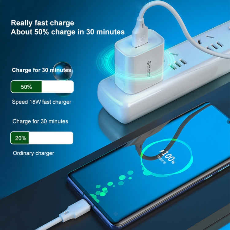 WK WP-U57 Max 18W Maxspeed QC3.0 Fast Charger +  USB to Micro USB Data Cable, Plug Type:EU Plug