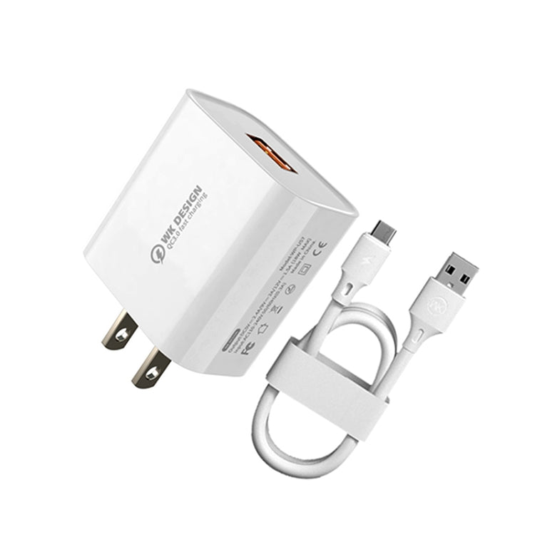 WK WP-U57 Max 18W Maxspeed QC3.0 Fast Charger + USB to 8 Pin Data Cable, Plug Type:US Plug