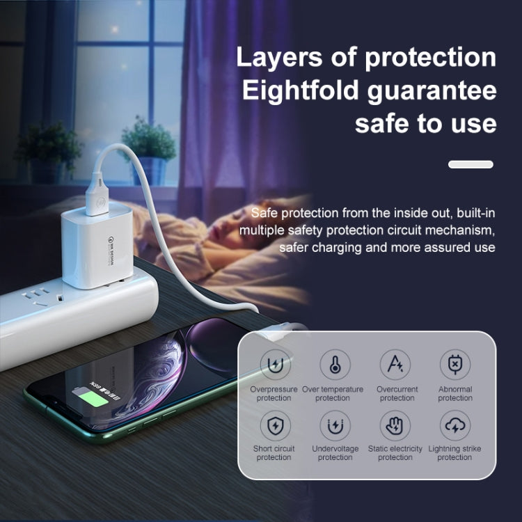 WK WP-U57 Max 18W Maxspeed QC3.0 Fast Charger + USB to 8 Pin Data Cable, Plug Type:US Plug
