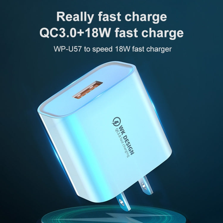 WK WP-U57 Max 18W Maxspeed QC3.0 Fast Charger + USB to 8 Pin Data Cable, Plug Type:EU Plug