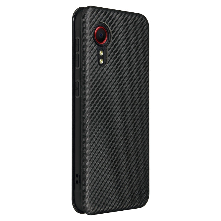 For Samsung Galaxy Xcover 5 Carbon Fiber Texture Horizontal Flip TPU + PC + PU Leather Case with Card Slot(Black)