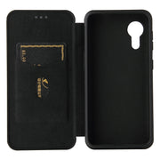 For Samsung Galaxy Xcover 5 Carbon Fiber Texture Horizontal Flip TPU + PC + PU Leather Case with Card Slot(Black)