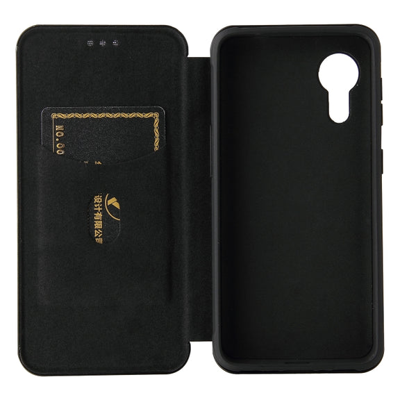For Samsung Galaxy Xcover 5 Carbon Fiber Texture Horizontal Flip TPU + PC + PU Leather Case with Card Slot(Black)