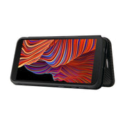 For Samsung Galaxy Xcover 5 Carbon Fiber Texture Horizontal Flip TPU + PC + PU Leather Case with Card Slot(Black)
