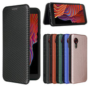 For Samsung Galaxy Xcover 5 Carbon Fiber Texture Horizontal Flip TPU + PC + PU Leather Case with Card Slot(Black)