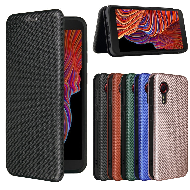 For Samsung Galaxy Xcover 5 Carbon Fiber Texture Horizontal Flip TPU + PC + PU Leather Case with Card Slot(Black)