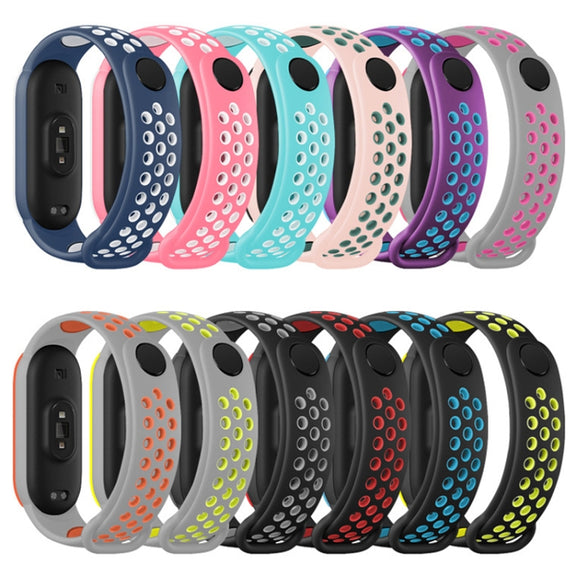 For Xiaomi Mi Band 6 (CA8856) Breathable Silicone Watch Band with Holes(Grey+Orange)