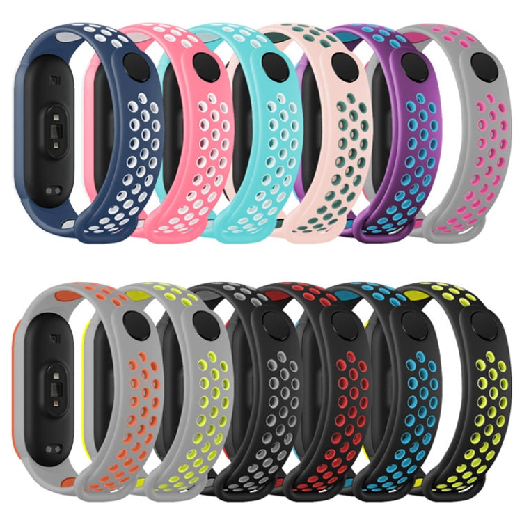 For Xiaomi Mi Band 6 (CA8856) Breathable Silicone Watch Band with Holes(Grey+Orange)