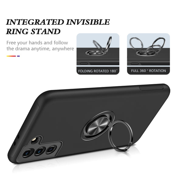 For Samsung Galaxy S21 5G PC + TPU Shockproof Magnetic Protective Case with Invisible Ring Holder(Black)