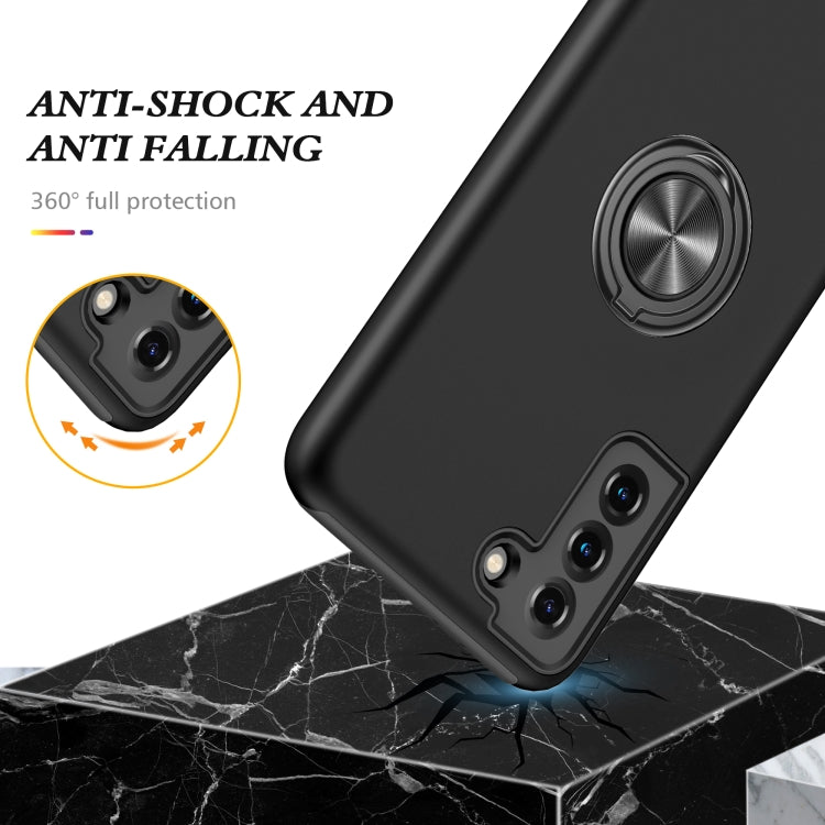 For Samsung Galaxy S21 5G PC + TPU Shockproof Magnetic Protective Case with Invisible Ring Holder(Black)