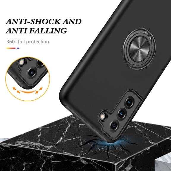 For Samsung Galaxy S21 5G PC + TPU Shockproof Magnetic Protective Case with Invisible Ring Holder(Black)