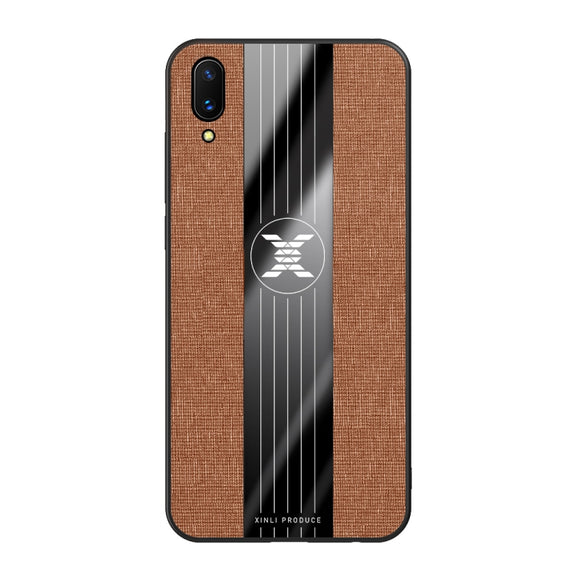 For Vivo X21 UD XINLI Stitching Cloth Texture Shockproof TPU Protective Case(Brown)