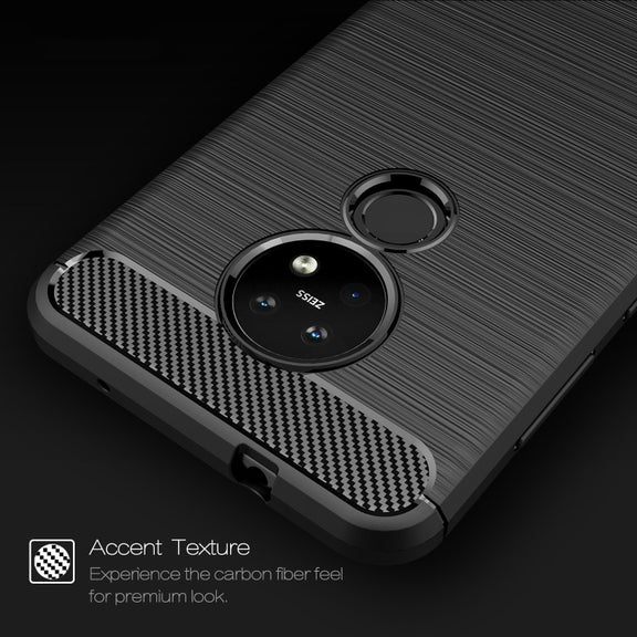 For Nokia 7.2 & 6.2 Brushed Texture Carbon Fiber TPU Protective Case(Black)