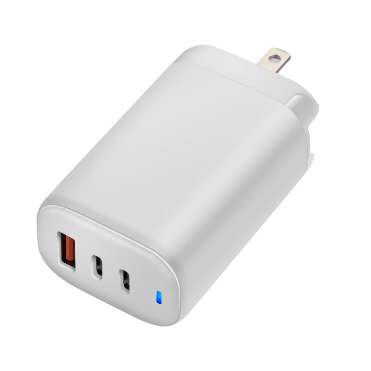 XY 65W USB + Dual USB-C / Type-C Gallium Nitride Travel Charger Set with LED Indicator & Detachable Plug, US Plug(White)