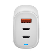 XY 65W USB + Dual USB-C / Type-C Gallium Nitride Travel Charger Set with LED Indicator & Detachable Plug, US Plug(White)