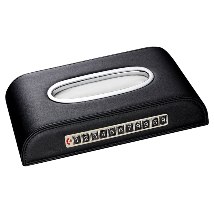 Universal Car Tissue Box with Temporary Parking Phone Number Card(Black)