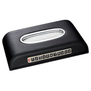 Universal Car Tissue Box with Temporary Parking Phone Number Card(Black)