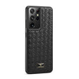 For Samsung Galaxy S21 Ultra 5G Fierre Shann Leather Texture Phone Back Cover Case(Woven Black) - Galaxy S21 Ultra 5G Cases by FIERRE SHANN | Online Shopping South Africa | PMC TechLife | Buy Now Pay Later Mobicred