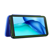 For Blackview BV6300 Pro Carbon Fiber Texture Horizontal Flip TPU + PC + PU Leather Case with Card Slot(Blue)