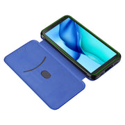 For Blackview BV6300 Pro Carbon Fiber Texture Horizontal Flip TPU + PC + PU Leather Case with Card Slot(Blue)
