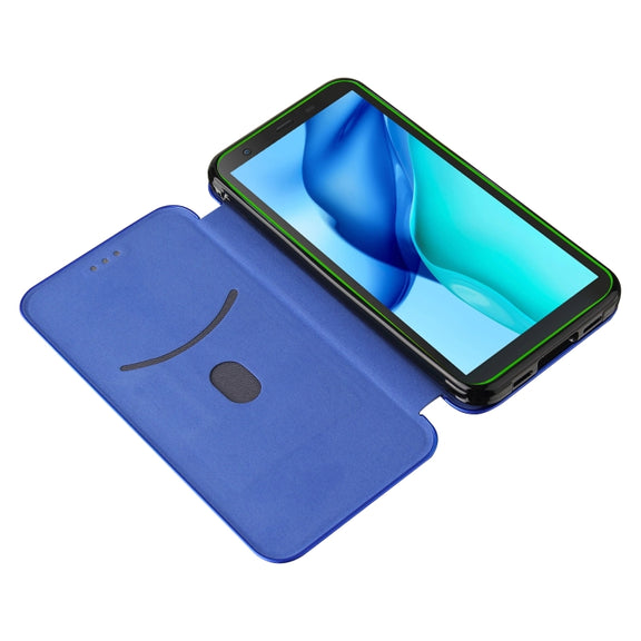 For Blackview BV6300 Pro Carbon Fiber Texture Horizontal Flip TPU + PC + PU Leather Case with Card Slot(Blue)