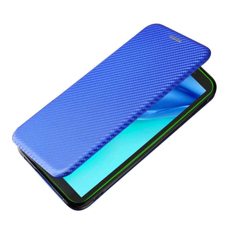 For Blackview BV6300 Pro Carbon Fiber Texture Horizontal Flip TPU + PC + PU Leather Case with Card Slot(Blue)