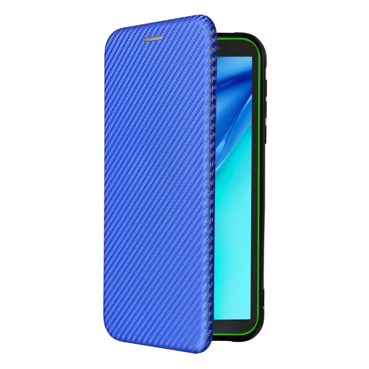 For Blackview BV6300 Pro Carbon Fiber Texture Horizontal Flip TPU + PC + PU Leather Case with Card Slot(Blue)