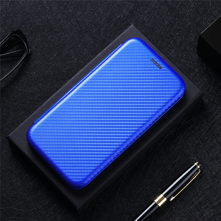 For Blackview BV6300 Pro Carbon Fiber Texture Horizontal Flip TPU + PC + PU Leather Case with Card Slot(Blue)
