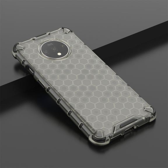 For OnePlus 7T Shockproof Honeycomb PC + TPU Case(Black)