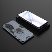 For Huawei P50 Pro PC + TPU Shockproof Protective Case with Magnetic Ring Holder(Navy Blue)