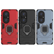 For Huawei P50 Pro PC + TPU Shockproof Protective Case with Magnetic Ring Holder(Navy Blue)