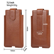 Universal Cow Leather Vertical Mobile Phone Leather Case Waist Bag For 7.2 inch and Below Phones(Brown)