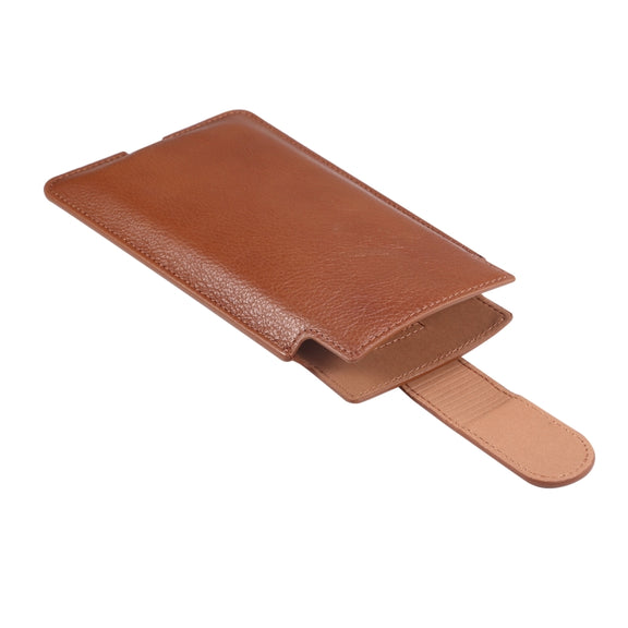 Universal Cow Leather Vertical Mobile Phone Leather Case Waist Bag For 7.2 inch and Below Phones(Brown)