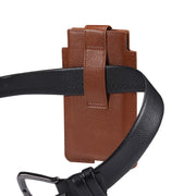 Universal Cow Leather Vertical Mobile Phone Leather Case Waist Bag For 7.2 inch and Below Phones(Brown)