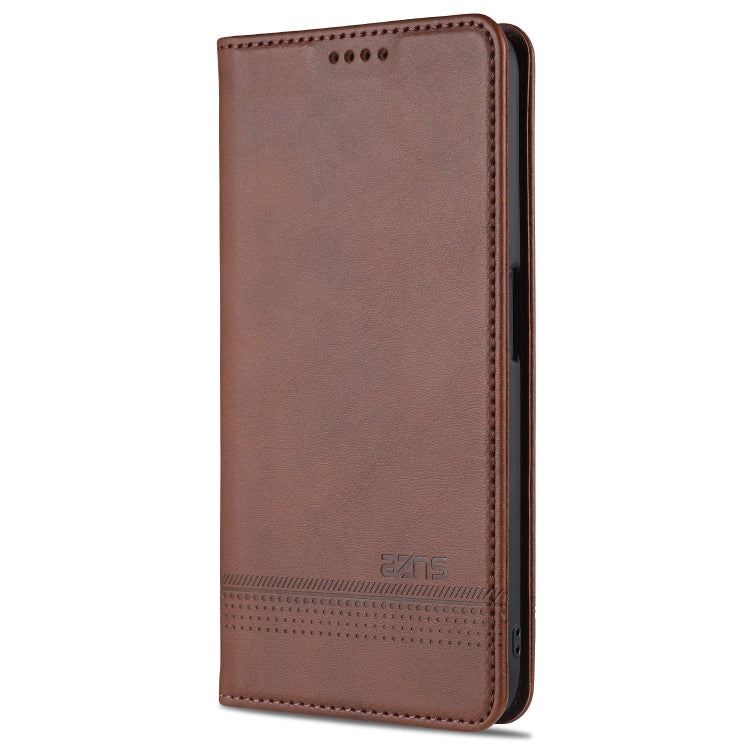 For OPPO A74 (5G) AZNS Magnetic Calf Texture Horizontal Flip Leather Case with Card Slots & Holder & Wallet(Dark Brown)