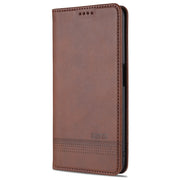 For OPPO A74 (5G) AZNS Magnetic Calf Texture Horizontal Flip Leather Case with Card Slots & Holder & Wallet(Dark Brown)
