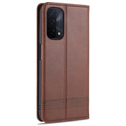For OPPO A74 (5G) AZNS Magnetic Calf Texture Horizontal Flip Leather Case with Card Slots & Holder & Wallet(Dark Brown)