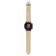 22mm Universal Butterfly Buckle Leather Watch Band, Style:Silver Buckle(Apricot)
