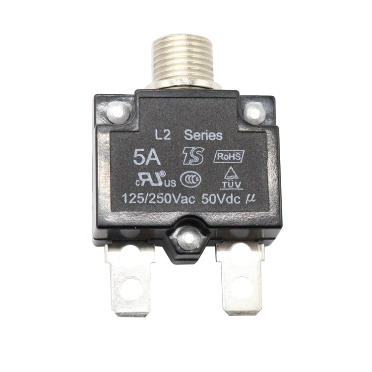 L2 Series 50V Car Overload Protector Manual Reset DC Circuit Breaker with Water-resistant Cover, Current:5A