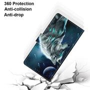 For Xiaomi Redmi Note 10 5G Coloured Drawing Cross Texture Horizontal Flip PU Leather Case with Holder & Card Slots & Wallet & Lanyard(Pensive Wolf)